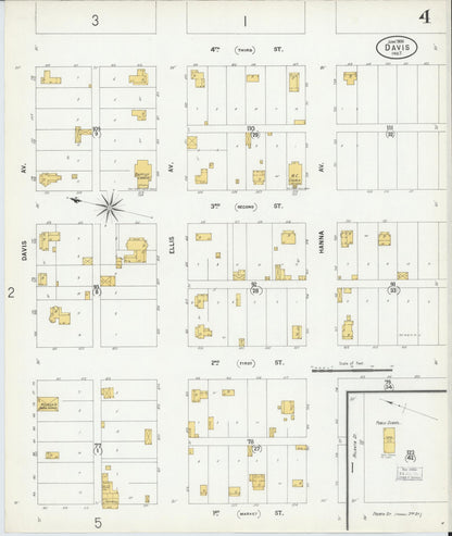 Sanborn Fire Insurance Map from Davis, Murray County, Oklahoma (1900), Sheet #0004 - Complete Map Set gallery image, historic Sanborn map, vintage wall art, Oklahoma Oklahoma