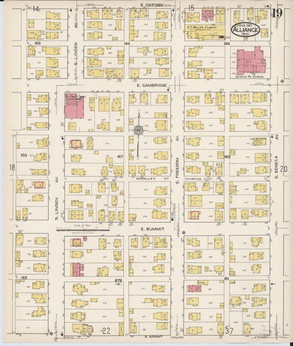 Sanborn Fire Insurance Map from Alliance, Stark County, Ohio (1921), Sheet #0019 - Complete Map Set gallery image, historic Sanborn map, vintage wall art, Ohio Ohio