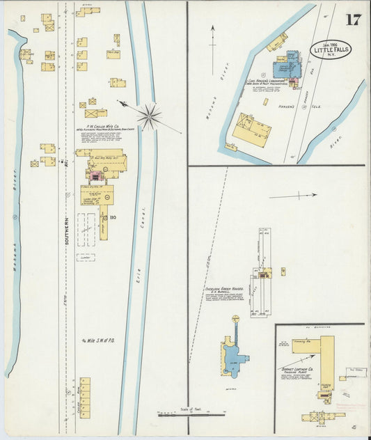 Sanborn Fire Insurance Map from Little Falls, Herkimer County, New York (1906), Sheet #0017 - Historic Sanborn Fire Insurance Map Print, vintage old map wall art, antique decor, genealogy gift, New York New York map