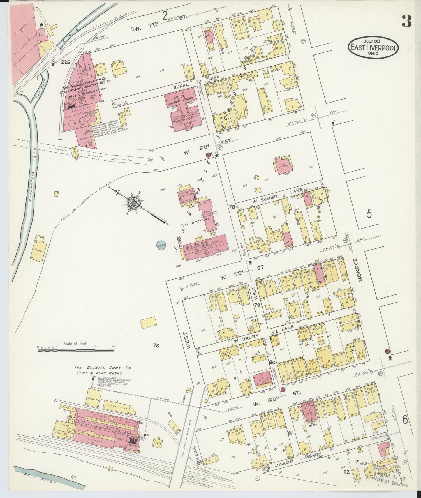 Sanborn Fire Insurance Map from East Liverpool, Columbiana County, Ohio (1913), Sheet #0003 - Complete Map Set gallery image, historic Sanborn map, vintage wall art, Ohio Ohio