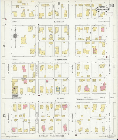 Sanborn Fire Insurance Map from Valparaiso, Porter County, Indiana (1910), Sheet #0010 - Complete Map Set gallery image, historic Sanborn map, vintage wall art, Indiana Indiana