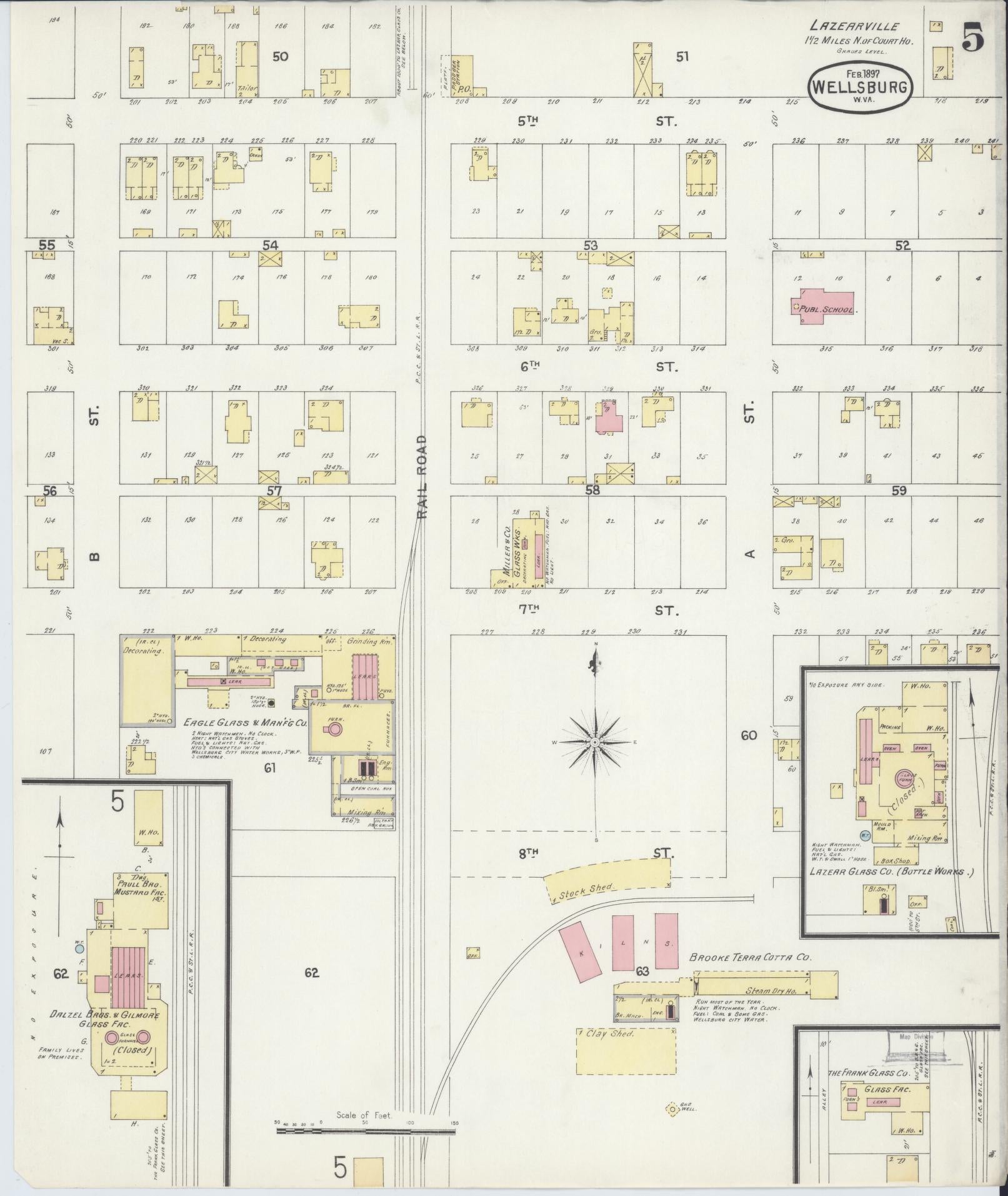 Sanborn Fire Insurance Map from Wellsburg, Brooke County, West Virginia (1897), Sheet #0005 - Complete Map Set gallery image, historic Sanborn map, vintage wall art, West Virginia West Virginia