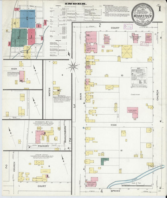 Sanborn Fire Insurance Map from Woodstock, Shenandoah County, Virginia (1909), Sheet #0001 - Complete Map Set gallery image, historic Sanborn map, vintage wall art, Virginia Virginia