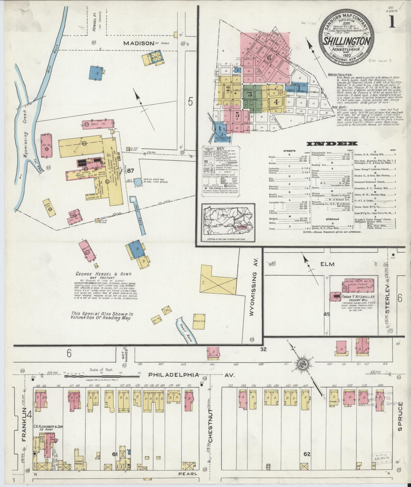 Sanborn Fire Insurance Map from Shillington, Berks County, Pennsylvania. (1920) – Historic Sanborn Fire Insurance Map Print