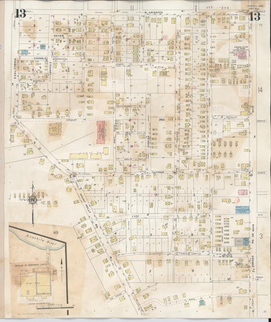 Sanborn Fire Insurance Map from Camden, Ouachita County, Arkansas (1948), Sheet #0013 - Historic Sanborn Fire Insurance Map Print, vintage old map wall art, antique decor, genealogy gift, Arkansas Arkansas map