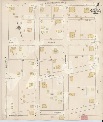 Sanborn Fire Insurance Map from Winnsboro, Wood County, Texas (1943), Sheet #0005 - Historic Sanborn Fire Insurance Map Print, vintage old map wall art, antique decor, genealogy gift, Texas Texas map