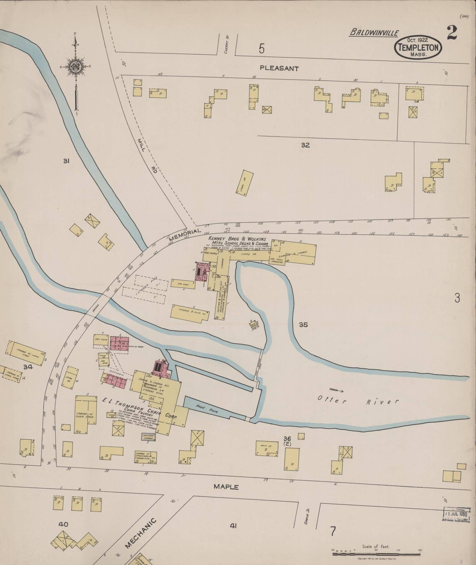 Sanborn Fire Insurance Map from Templeton, Worcester County, Massachusetts (1922), Sheet #0002 - Complete Map Set gallery image, historic Sanborn map, vintage wall art, Massachusetts Massachusetts