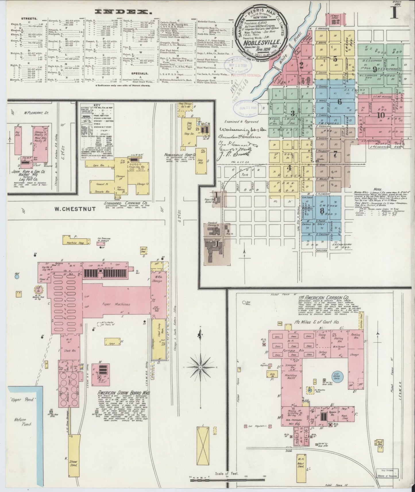Sanborn Fire Insurance Map from Noblesville, Hamilton County, Indiana (1898), Sheet #0001 - Complete Map Set gallery image, historic Sanborn map, vintage wall art, Indiana Indiana