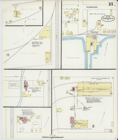 Sanborn Fire Insurance Map from Pensacola, Escambia County, Florida (1897), Sheet #0018 - Historic Sanborn Fire Insurance Map Print, vintage old map wall art, antique decor, genealogy gift, Florida Florida map