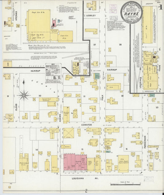 Sanborn Fire Insurance Map from Rayne, Acadia Parish, Louisiana. (1903) – Historic Sanborn Fire Insurance Map Print