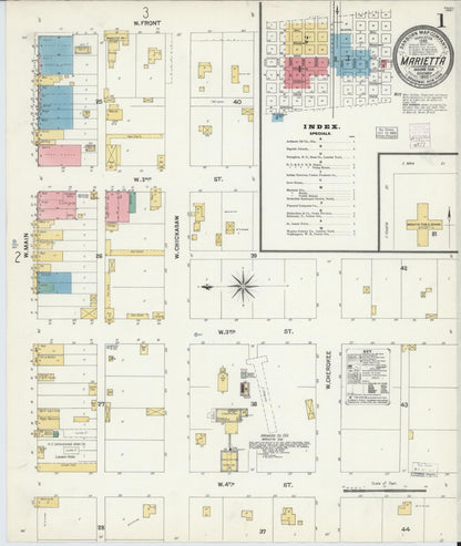 Sanborn Fire Insurance Map from Marietta, Love County, Oklahoma (1903), Sheet #0001 - Complete Map Set gallery image, historic Sanborn map, vintage wall art, Oklahoma Oklahoma