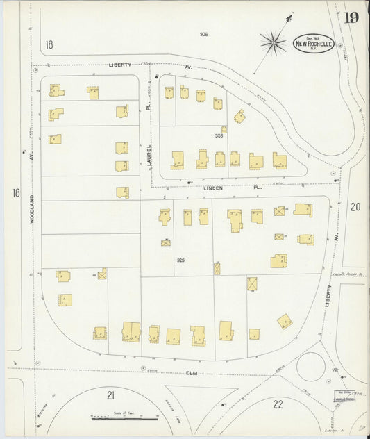 Sanborn Fire Insurance Map from New Rochelle, Westchester County, New York (1903), Sheet #0019 - Historic Sanborn Fire Insurance Map Print, vintage old map wall art, antique decor, genealogy gift, New York New York map