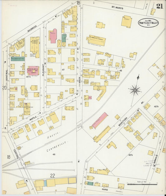 Sanborn Fire Insurance Map from Pawtuxet Valley, Kent and Providence Counties, Rhode Island (1903), Sheet #0021 - Historic Sanborn Fire Insurance Map Print, vintage old map wall art, antique decor, genealogy gift, Washington Washington map
