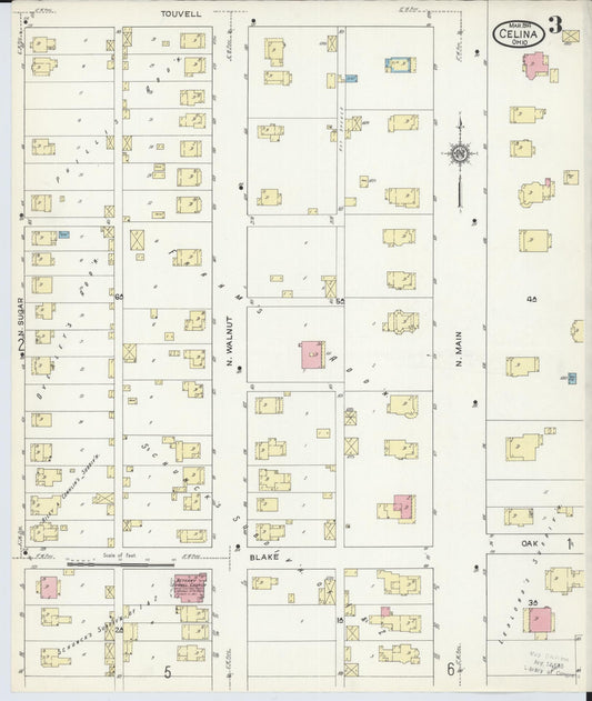 Sanborn Fire Insurance Map from Celina, Mercer County, Ohio (1914), Sheet #0003 - Historic Sanborn Fire Insurance Map Print, vintage old map wall art, antique decor, genealogy gift, Ohio Ohio map