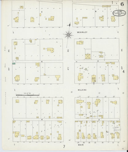 Sanborn Fire Insurance Map from Purcell, McClain County, Oklahoma (1896), Sheet #0006 - Complete Map Set gallery image, historic Sanborn map, vintage wall art, Oklahoma Oklahoma