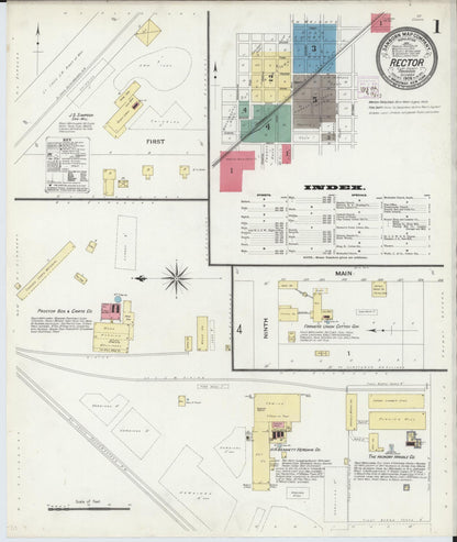 Sanborn Fire Insurance Map from Rector, Clay County, Arkansas (1908), Sheet #0001 - Complete Map Set gallery image, historic Sanborn map, vintage wall art, Arkansas Arkansas