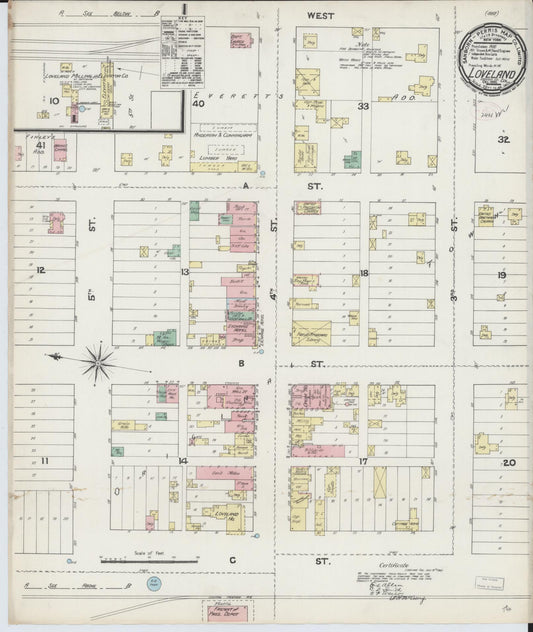 Sanborn Fire Insurance Map from Loveland, Larimer County, Colorado (1890), Sheet #0001 - Historic Sanborn Fire Insurance Map Print, vintage old map wall art, antique decor, genealogy gift, Colorado Colorado map