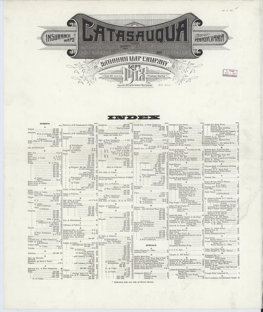Sanborn Fire Insurance Map from Catasauqua, Lehigh County, Pennsylvania (1913), Sheet #0001 - Historic Sanborn Fire Insurance Map Print, vintage old map wall art, antique decor, genealogy gift, Pennsylvania Pennsylvania map