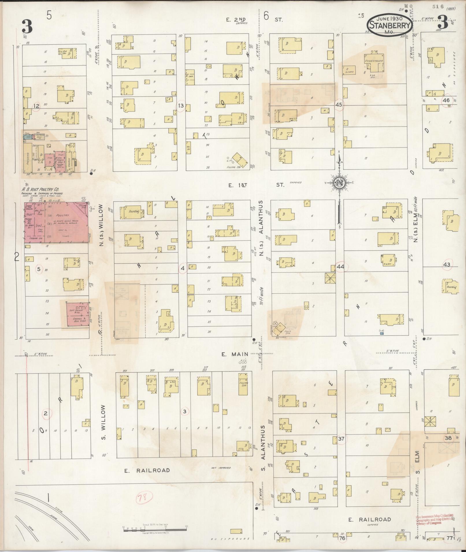 Sanborn Fire Insurance Map from Stanberry, Gentry County, Missouri (1940), Sheet #0003 - Historic Sanborn Fire Insurance Map Print, vintage old map wall art, antique decor, genealogy gift, Missouri Missouri map