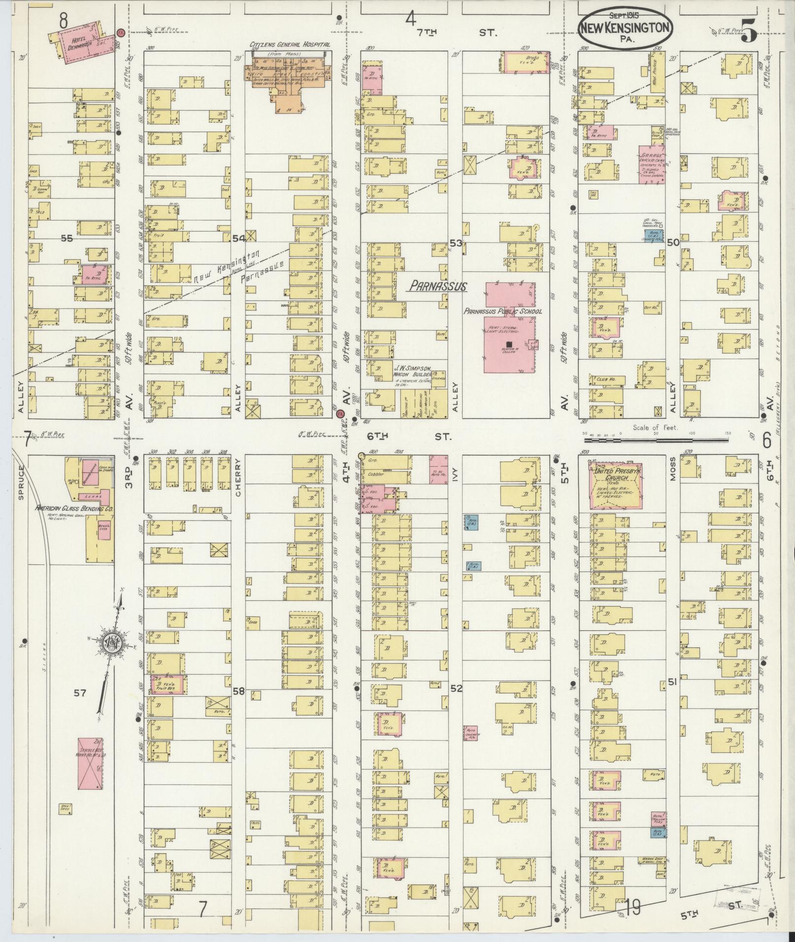 Sanborn Fire Insurance Map from New Kensington, Westmoreland County, Pennsylvania (1915), Sheet #0005 - Complete Map Set gallery image, historic Sanborn map, vintage wall art, Pennsylvania Pennsylvania