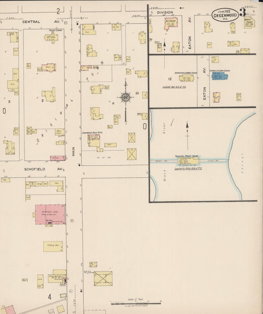 Sanborn Fire Insurance Map from Greenwood, Clark County, Wisconsin (1922), Sheet #0003 - Historic Sanborn Fire Insurance Map Print, vintage old map wall art, antique decor, genealogy gift, Wisconsin Wisconsin map