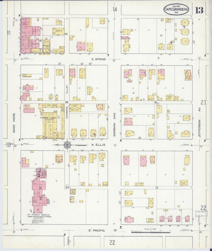 Sanborn Fire Insurance Map from Cape Girardeau, Cape Girardeau County, Missouri (1915), Sheet #0013 - Complete Map Set gallery image, historic Sanborn map, vintage wall art, Missouri Missouri