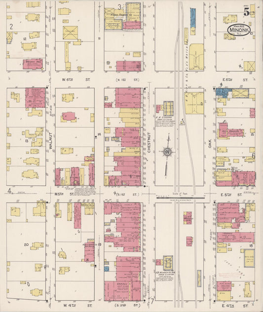 Sanborn Fire Insurance Map from Minonk, Woodford County, Illinois (1922), Sheet #0005 - Historic Sanborn Fire Insurance Map Print, vintage old map wall art, antique decor, genealogy gift, Illinois Illinois map