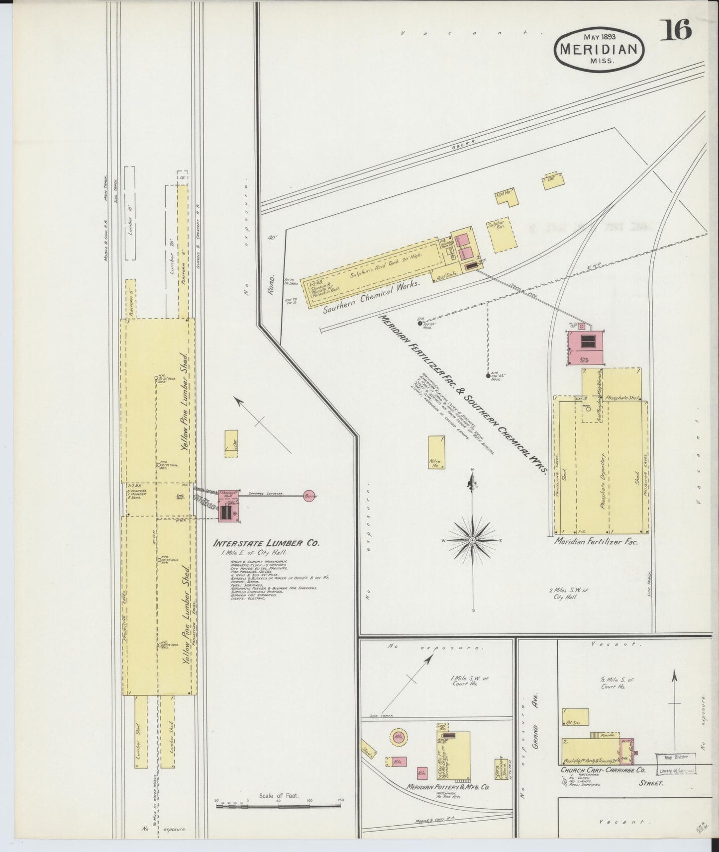 Sanborn Fire Insurance Map from Meridian, Lauderdale County, Mississippi (1893), Sheet #0016 - Complete Map Set gallery image, historic Sanborn map, vintage wall art, Mississippi Mississippi