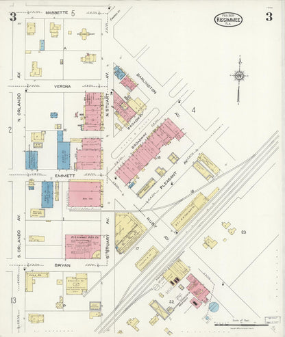 Sanborn Fire Insurance Map from Kissimmee, Osceola County, Florida (1926), Sheet #0003 - Complete Map Set gallery image, historic Sanborn map, vintage wall art, Florida Florida
