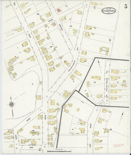 Sanborn Fire Insurance Map from Schaghticoke, Rensselaer County, New York (1911), Sheet #0005 - Historic Sanborn Fire Insurance Map Print, vintage old map wall art, antique decor, genealogy gift, New York New York map