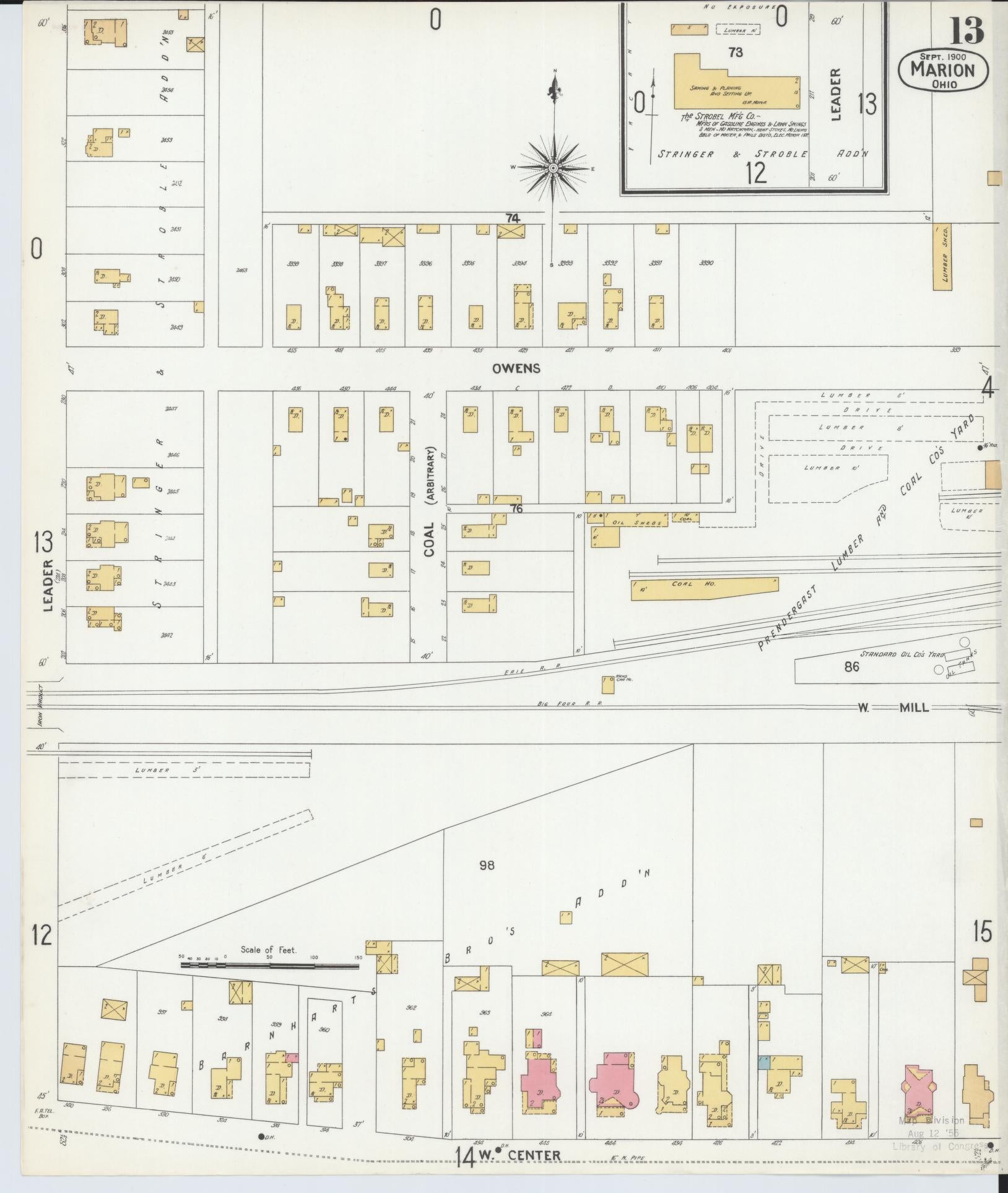 Sanborn Fire Insurance Map from Marion, Marion County, Ohio (1900), Sheet #0013 - Historic Sanborn Fire Insurance Map Print, vintage old map wall art, antique decor, genealogy gift, Ohio Ohio map