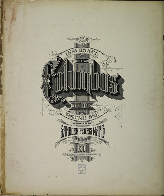Sanborn Fire Insurance Map from Columbus, Franklin County, Ohio (1901), Sheet #0001 - Complete Map Set gallery image, historic Sanborn map, vintage wall art, Ohio Ohio