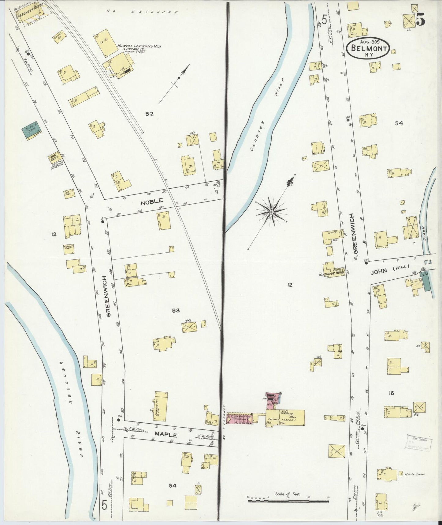 Sanborn Fire Insurance Map from Belmont, Allegany County, New York (1909), Sheet #0005 - Complete Map Set gallery image, historic Sanborn map, vintage wall art, New York New York