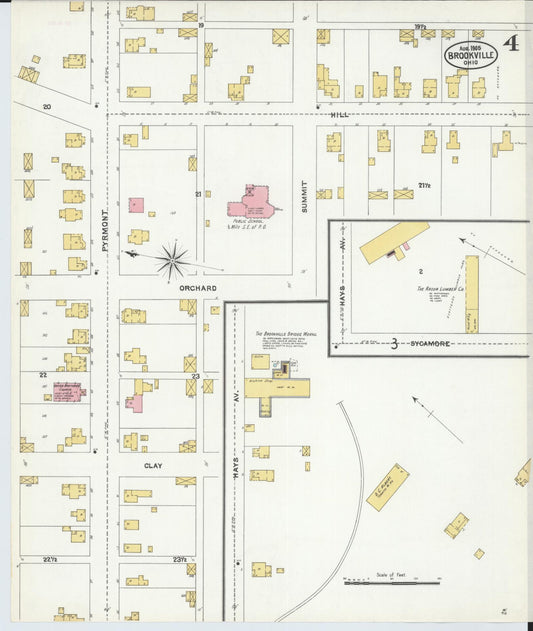 Sanborn Fire Insurance Map from Brookville, Montgomery County, Ohio (1905), Sheet #0004 - Historic Sanborn Fire Insurance Map Print, vintage old map wall art, antique decor, genealogy gift, Ohio Ohio map