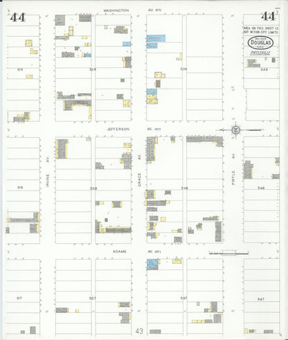Sanborn Fire Insurance Map from Douglas, Cochise County, Arizona (1929), Sheet #0044 - Complete Map Set gallery image, historic Sanborn map, vintage wall art, Arizona Arizona