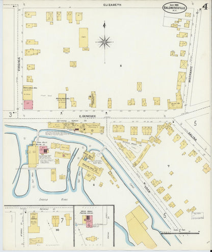 Sanborn Fire Insurance Map from Baldwinsville, Onondaga County, New York (1906), Sheet #0004 - Historic Sanborn Fire Insurance Map Print, vintage old map wall art, antique decor, genealogy gift, New York New York map