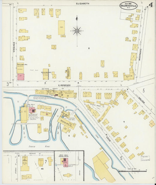 Sanborn Fire Insurance Map from Baldwinsville, Onondaga County, New York (1906), Sheet #0004 - Historic Sanborn Fire Insurance Map Print, vintage old map wall art, antique decor, genealogy gift, New York New York map