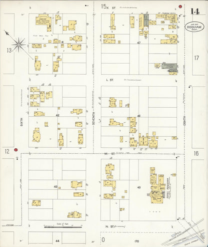 Sanborn Fire Insurance Map from Hoquiam, Grays Harbor County, Washington (1907), Sheet #0014 - Complete Map Set gallery image, historic Sanborn map, vintage wall art, Washington Washington
