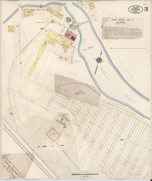Sanborn Fire Insurance Map from Eureka, Lincoln County, Montana (1932), Sheet #0003 - Historic Sanborn Fire Insurance Map Print, vintage old map wall art, antique decor, genealogy gift, Montana Montana map