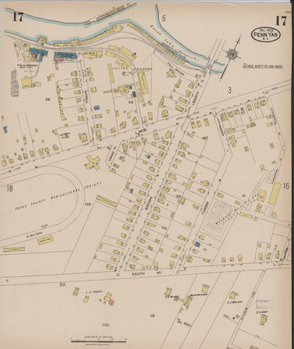 Sanborn Fire Insurance Map from Penn Yan, Yates County, New York (1922), Sheet #0017 - Complete Map Set gallery image, historic Sanborn map, vintage wall art, New York New York