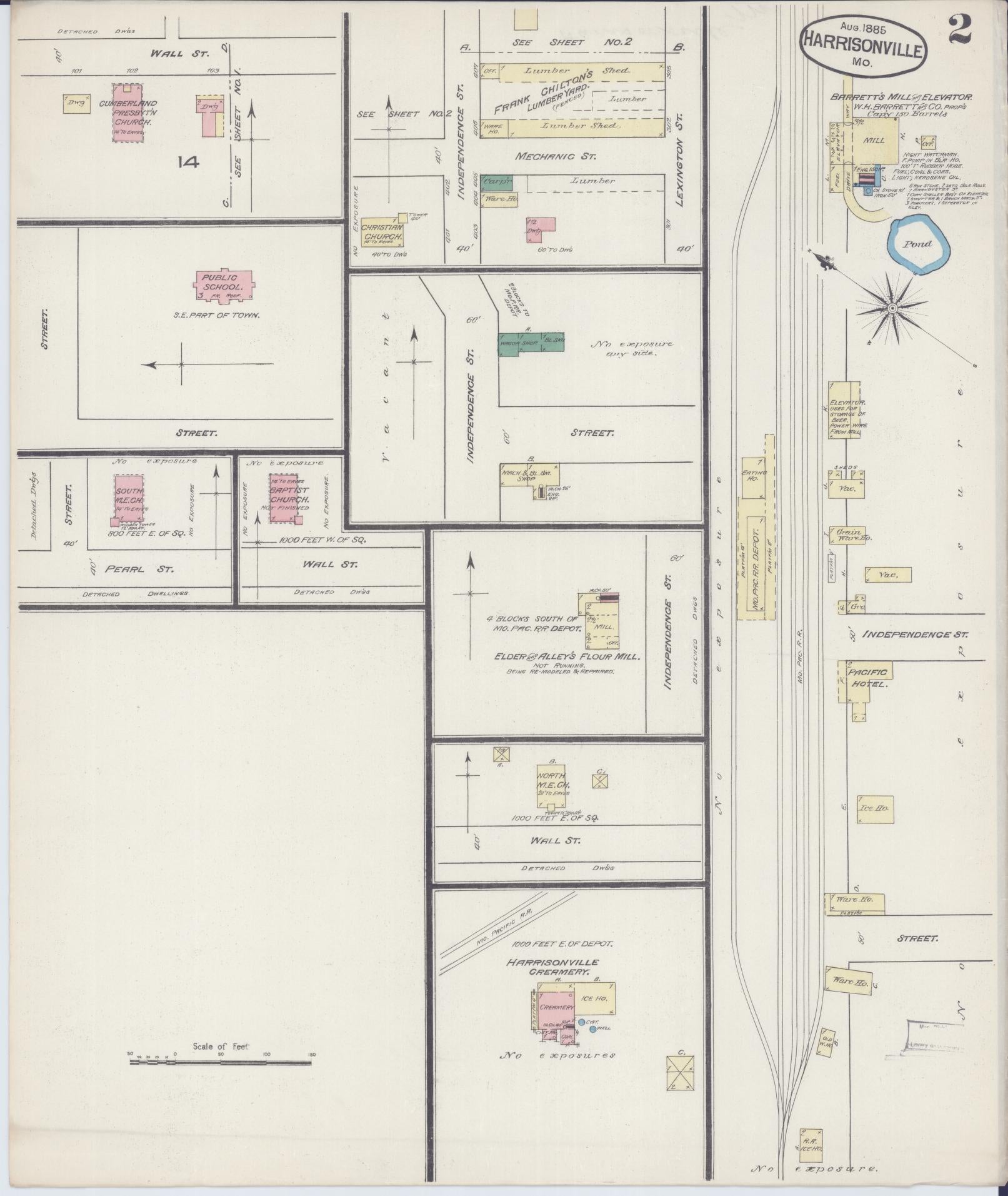 Sanborn Fire Insurance Map from Harrisonville, Cass County, Missouri (1885), Sheet #0002 - Complete Map Set gallery image, historic Sanborn map, vintage wall art, Missouri Missouri