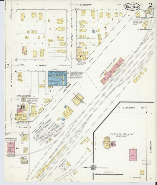 Sanborn Fire Insurance Map from Redfield, Spink County, South Dakota (1916), Sheet #0002 - Historic Sanborn Fire Insurance Map Print, vintage old map wall art, antique decor, genealogy gift, South Dakota South Dakota map