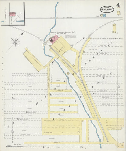 Sanborn Fire Insurance Map from Hayward, Sawyer County, Wisconsin (1892), Sheet #0004 - Complete Map Set gallery image, historic Sanborn map, vintage wall art, Wisconsin Wisconsin