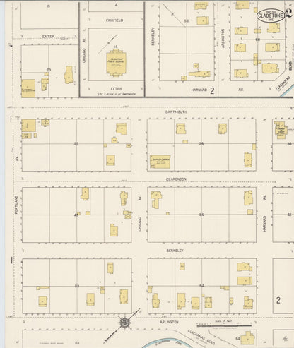Sanborn Fire Insurance Map from Gladstone, Clackamas County, Oregon (1917), Sheet #0002 - Complete Map Set gallery image, historic Sanborn map, vintage wall art, Oregon Oregon