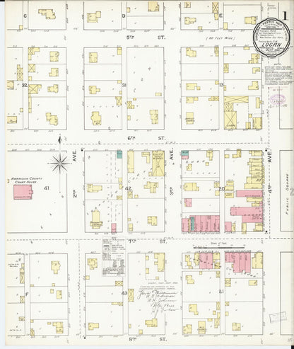 Sanborn Fire Insurance Map from Logan, Harrison County, Iowa (1893), Sheet #0001 - Historic Sanborn Fire Insurance Map Print