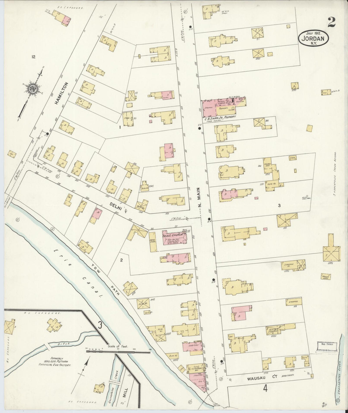 Sanborn Fire Insurance Map from Jordan, Onondaga County, New York (1912), Sheet #0002 - Complete Map Set gallery image, historic Sanborn map, vintage wall art, New York New York