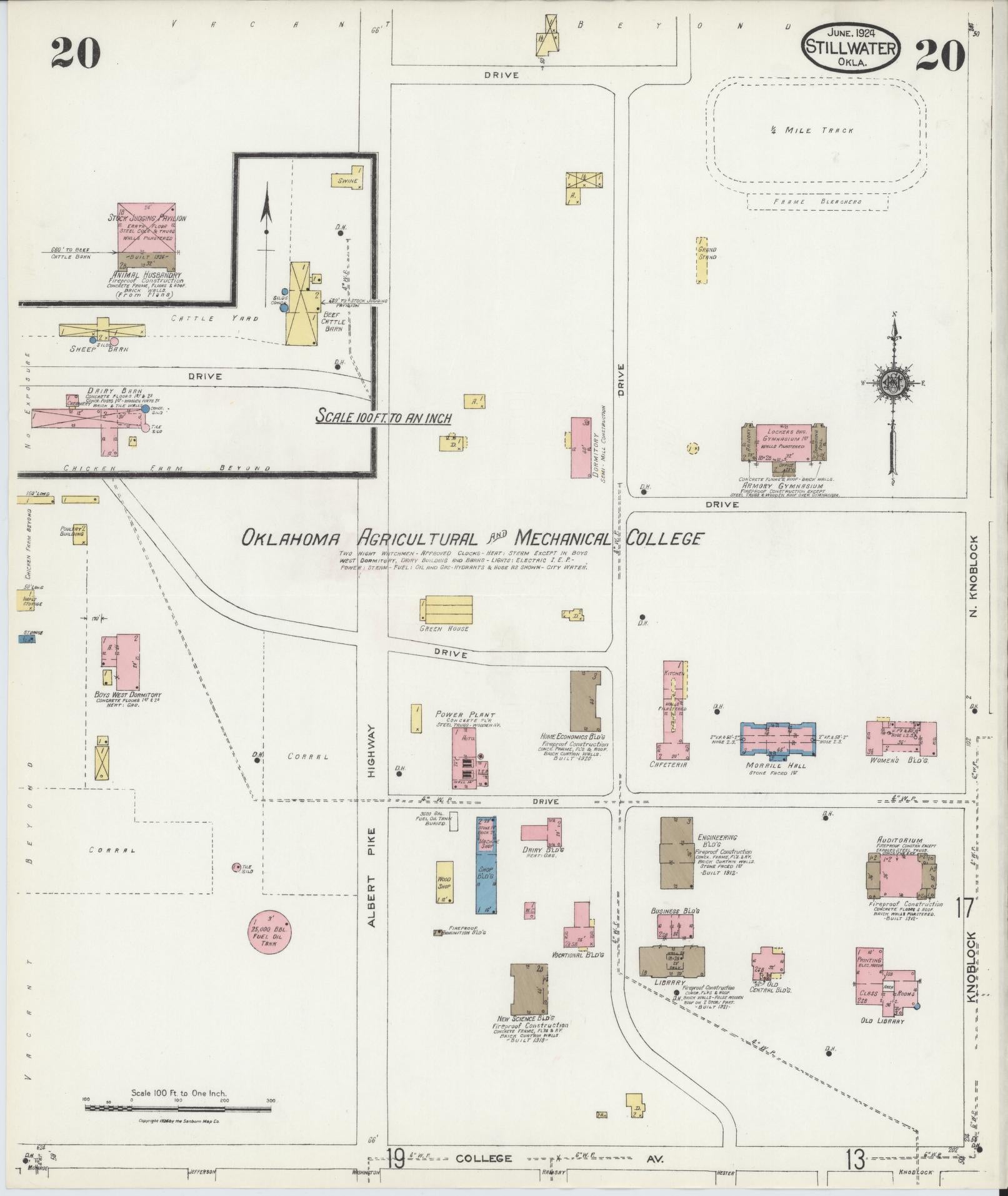 Sanborn Fire Insurance Map from Stillwater, Payne County, Oklahoma (1924), Sheet #0020 - Complete Map Set gallery image, historic Sanborn map, vintage wall art, Oklahoma Oklahoma
