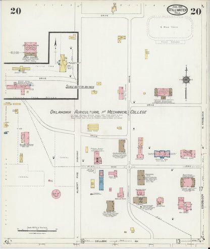 Sanborn Fire Insurance Map from Stillwater, Payne County, Oklahoma (1924), Sheet #0020 - Complete Map Set gallery image, historic Sanborn map, vintage wall art, Oklahoma Oklahoma