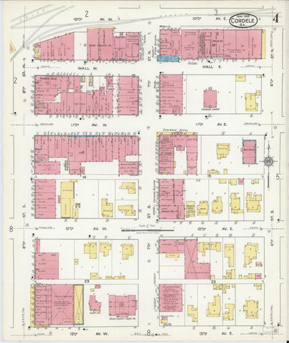 Sanborn Fire Insurance Map from Cordele, Crisp County, Georgia (1918), Sheet #0004 - Complete Map Set gallery image, historic Sanborn map, vintage wall art, Georgia Georgia