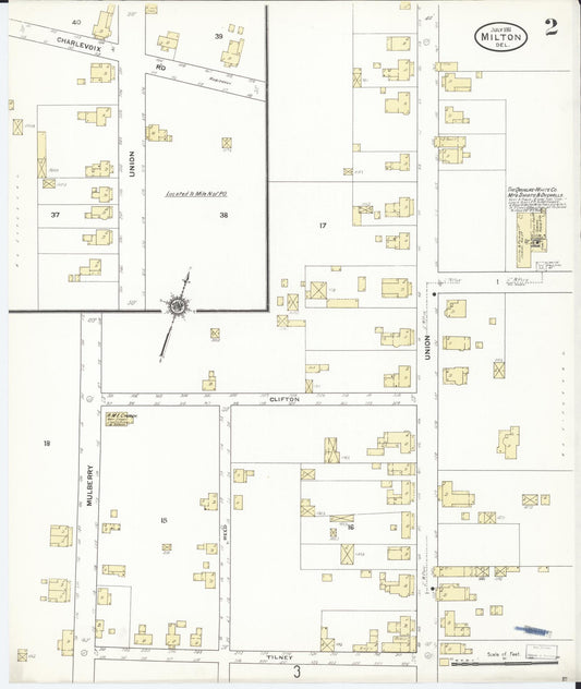 Sanborn Fire Insurance Map from Milton, Sussex County, Delaware (1911), Sheet #0002 - Historic Sanborn Fire Insurance Map Print, vintage old map wall art, antique decor, genealogy gift, Delaware Delaware map